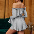 Summer Off Shoulder Short Dress Flare Long Sleeve - menochic
